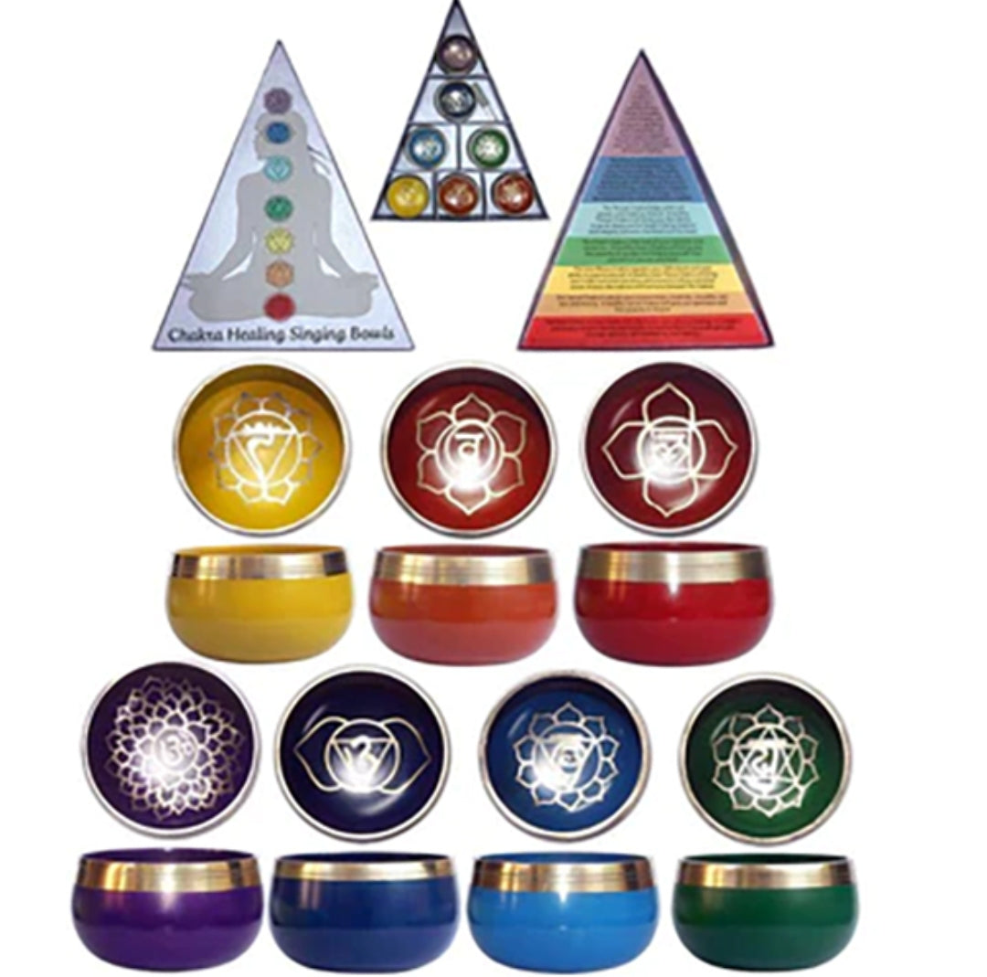 Chakra Pyramid Singing Bowl Gift Set